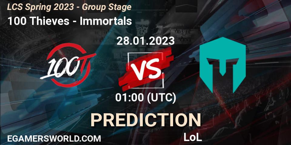 100 Thieves contre Immortals : prédiction de match. 28.01.23. LoL, LCS Spring 2023 - Group Stage