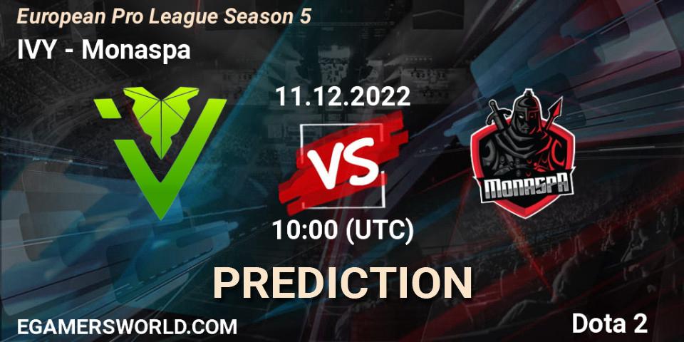 IVY contre Monaspa : prédiction de match. 11.12.22. Dota 2, European Pro League Season 5