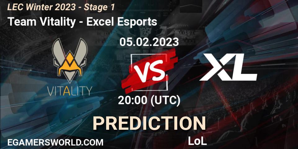 Team Vitality contre Excel Esports : prédiction de match. 06.02.23. LoL, LEC Winter 2023 - Stage 1