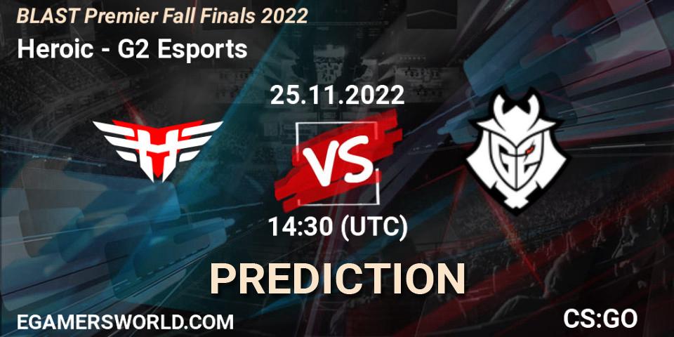 Heroic contre G2 Esports : prédiction de match. 25.11.22. CS2 (CS:GO), BLAST Premier Fall Finals 2022