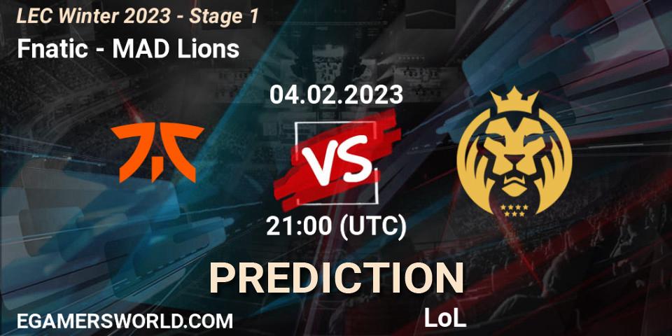 Fnatic contre MAD Lions : prédiction de match. 04.02.23. LoL, LEC Winter 2023 - Stage 1