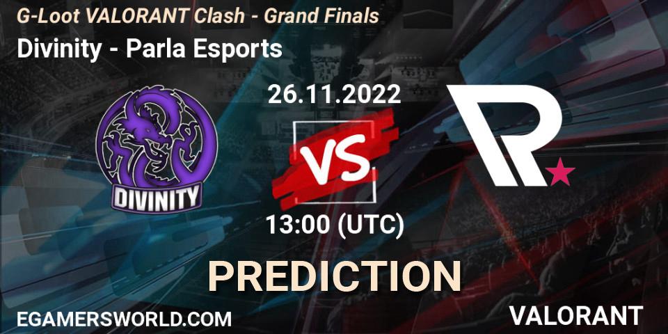 Divinity contre Parla Esports : prédiction de match. 26.11.22. VALORANT, G-Loot VALORANT Clash - Grand Finals