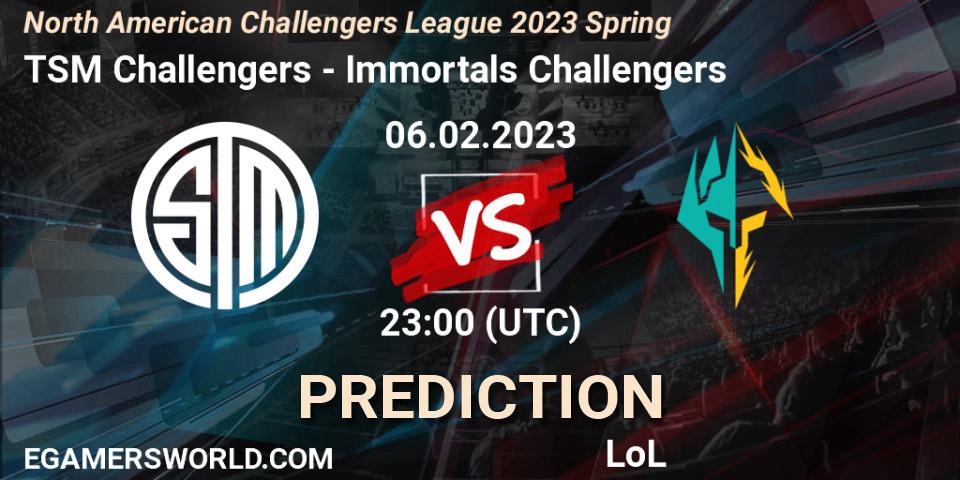 TSM Challengers contre Immortals Challengers : prédiction de match. 06.02.23. LoL, NACL 2023 Spring - Group Stage