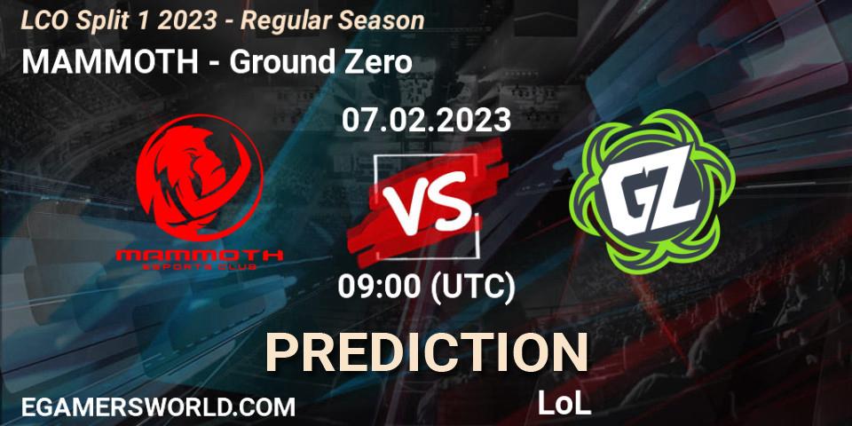 MAMMOTH contre Ground Zero : prédiction de match. 07.02.23. LoL, LCO Split 1 2023 - Regular Season