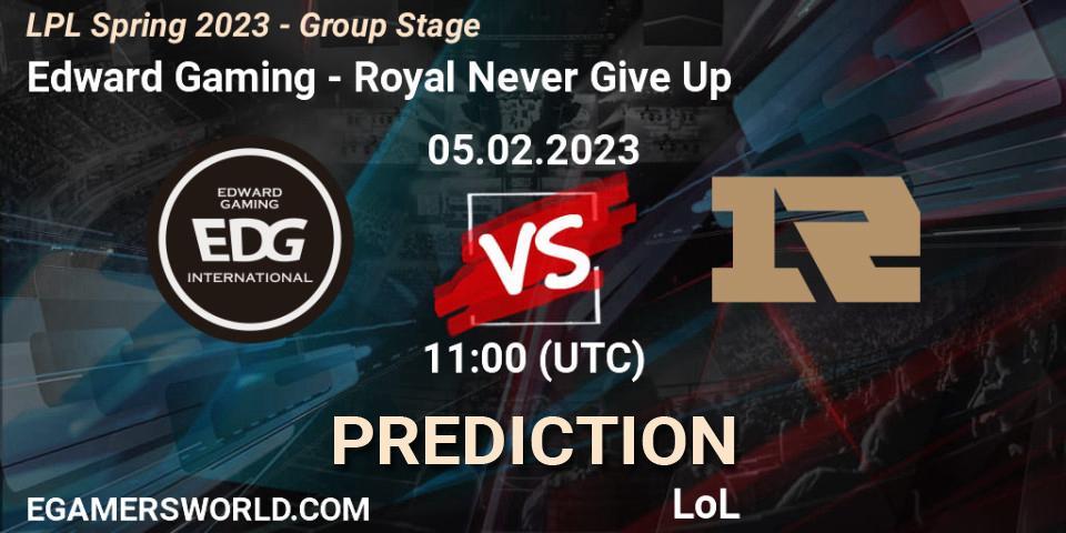 Edward Gaming contre Royal Never Give Up : prédiction de match. 05.02.23. LoL, LPL Spring 2023 - Group Stage