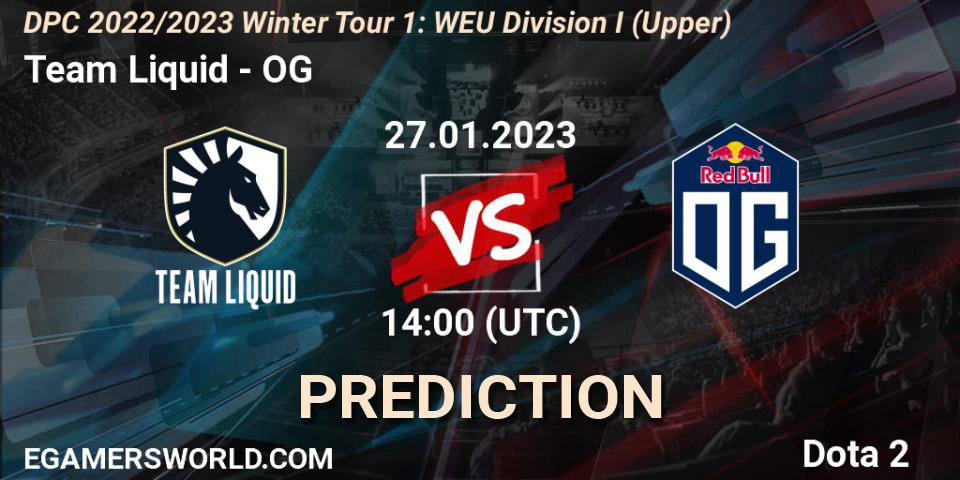 Team Liquid contre OG : prédiction de match. 27.01.23. Dota 2, DPC 2022/2023 Winter Tour 1: WEU Division I (Upper)