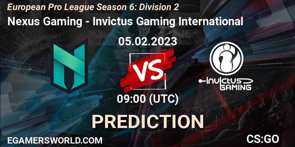Nexus Gaming contre Invictus Gaming International : prédiction de match. 05.02.23. CS2 (CS:GO), European Pro League Season 6: Division 2