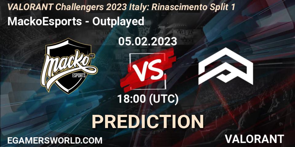 MackoEsports contre Outplayed : prédiction de match. 05.02.23. VALORANT, VALORANT Challengers 2023 Italy: Rinascimento Split 1