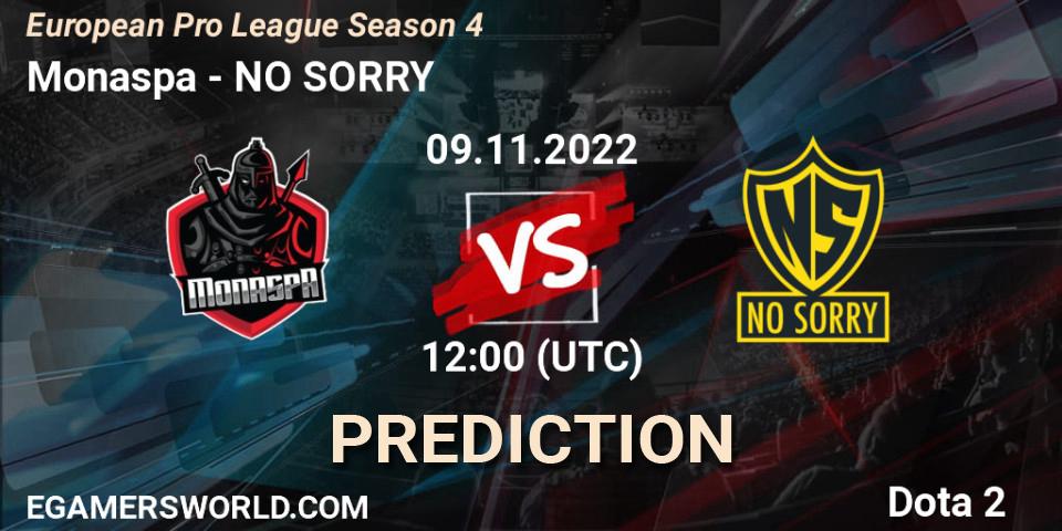 Monaspa contre NO SORRY : prédiction de match. 09.11.22. Dota 2, European Pro League Season 4