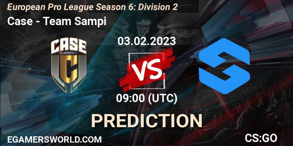Case contre Team Sampi : prédiction de match. 07.02.23. CS2 (CS:GO), European Pro League Season 6: Division 2
