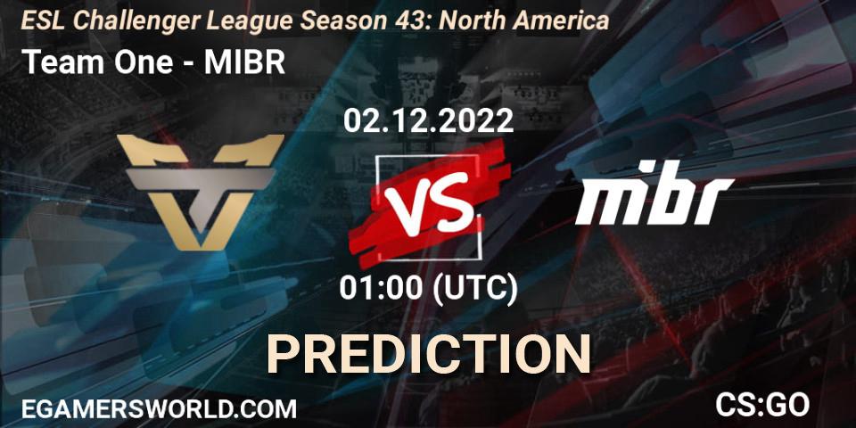 Team One contre MIBR : prédiction de match. 02.12.22. CS2 (CS:GO), ESL Challenger League Season 43: North America