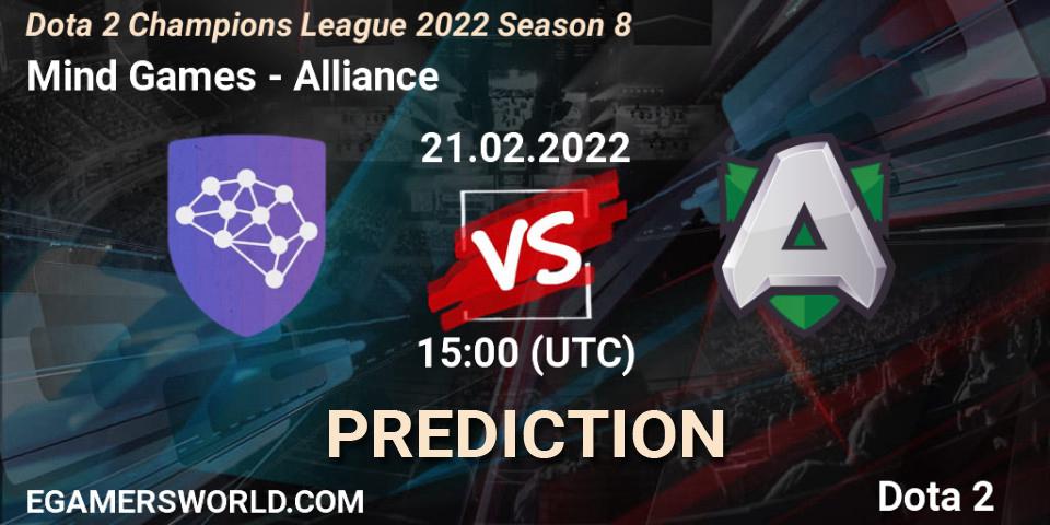 Mind Games contre Alliance : prédiction de match. 21.02.22. Dota 2, Dota 2 Champions League 2022 Season 8