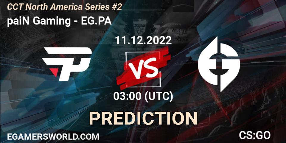 paiN Gaming contre EG.PA : prédiction de match. 11.12.22. CS2 (CS:GO), CCT North America Series #2