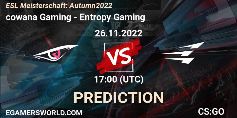 cowana Gaming contre Entropy Gaming : prédiction de match. 26.11.22. CS2 (CS:GO), ESL Meisterschaft: Autumn 2022