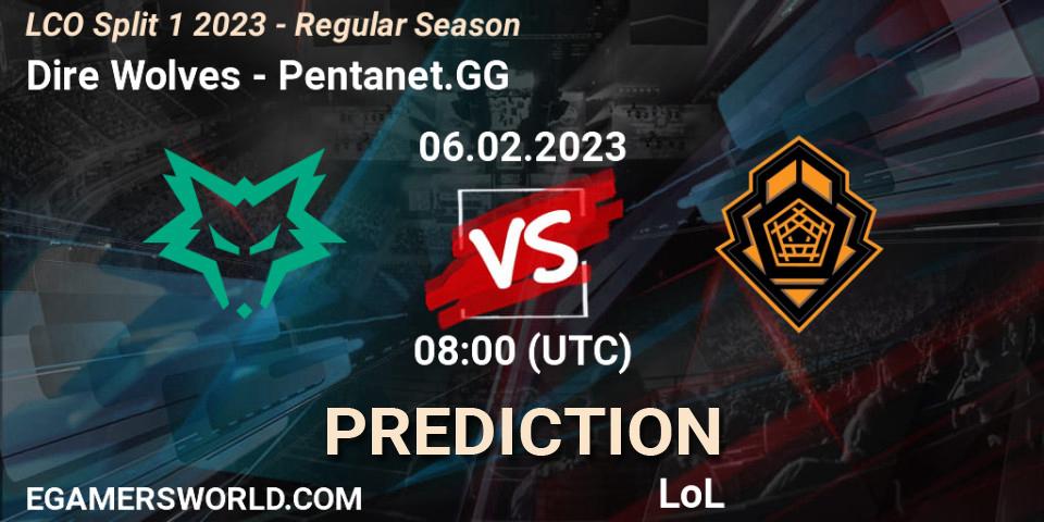 Dire Wolves contre Pentanet.GG : prédiction de match. 06.02.23. LoL, LCO Split 1 2023 - Regular Season