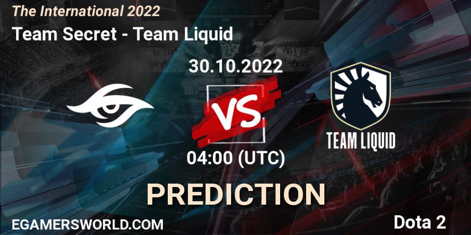 Team Secret contre Team Liquid : prédiction de match. 30.10.22. Dota 2, The International 2022