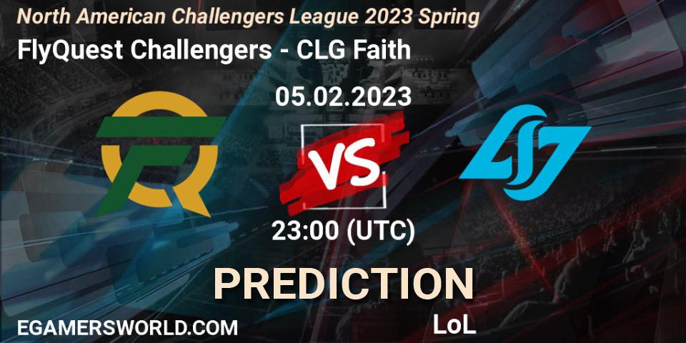 FlyQuest Challengers contre CLG Faith : prédiction de match. 05.02.23. LoL, NACL 2023 Spring - Group Stage