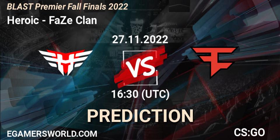 Heroic contre FaZe Clan : prédiction de match. 27.11.22. CS2 (CS:GO), BLAST Premier Fall Finals 2022