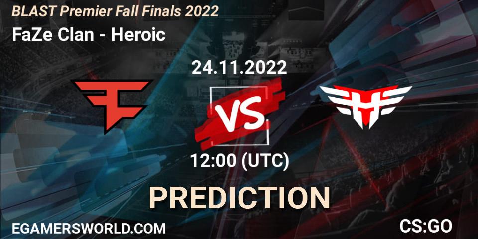 FaZe Clan contre Heroic : prédiction de match. 24.11.22. CS2 (CS:GO), BLAST Premier Fall Finals 2022