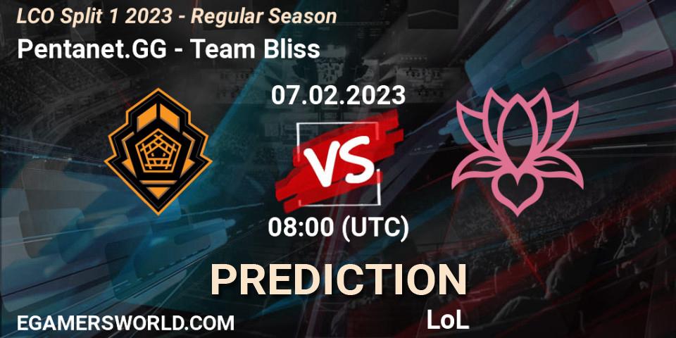 Pentanet.GG contre Team Bliss : prédiction de match. 07.02.23. LoL, LCO Split 1 2023 - Regular Season