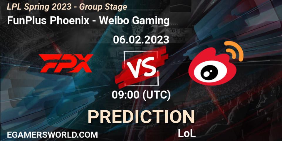 FunPlus Phoenix contre Weibo Gaming : prédiction de match. 06.02.23. LoL, LPL Spring 2023 - Group Stage
