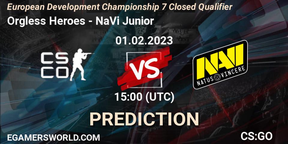 Orgless Heroes contre NaVi Junior : prédiction de match. 01.02.23. CS2 (CS:GO), European Development Championship 7 Closed Qualifier