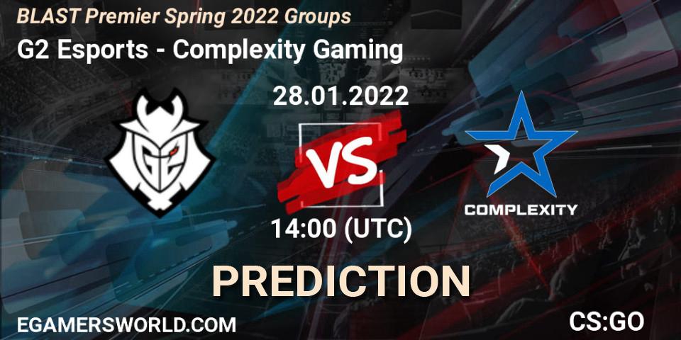 G2 Esports contre Complexity Gaming : prédiction de match. 28.01.22. CS2 (CS:GO), BLAST Premier Spring Groups 2022