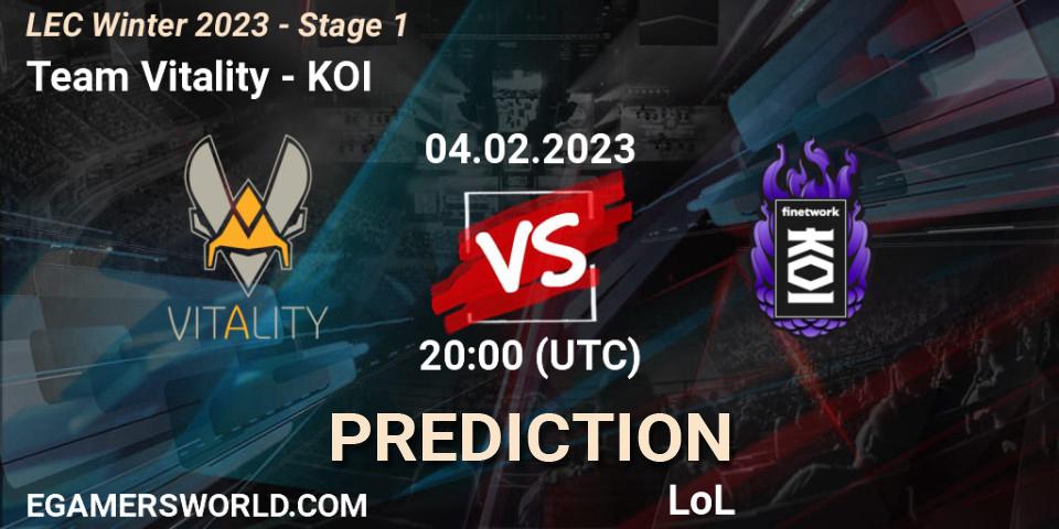 Team Vitality contre KOI : prédiction de match. 04.02.23. LoL, LEC Winter 2023 - Stage 1