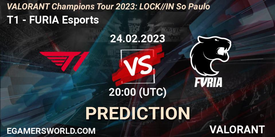 T1 contre FURIA Esports : prédiction de match. 24.02.23. VALORANT, VALORANT Champions Tour 2023: LOCK//IN São Paulo