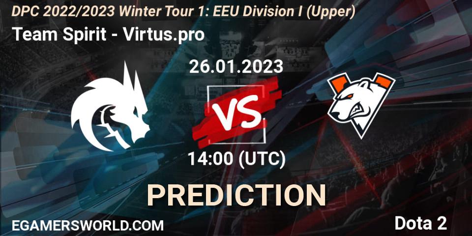 Team Spirit contre Virtus.pro : prédiction de match. 26.01.23. Dota 2, DPC 2022/2023 Winter Tour 1: EEU Division I (Upper)
