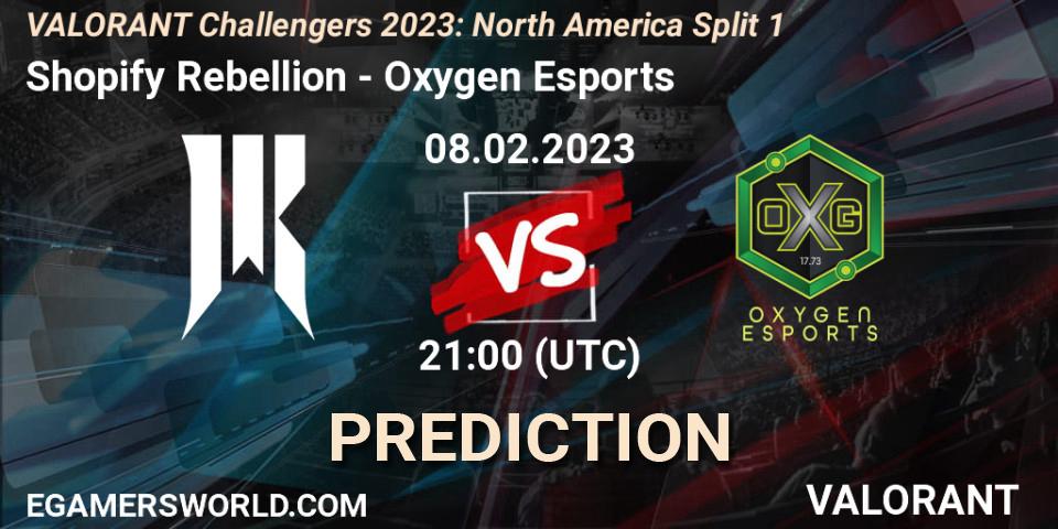 Shopify Rebellion contre Oxygen Esports : prédiction de match. 08.02.23. VALORANT, VALORANT Challengers 2023: North America Split 1