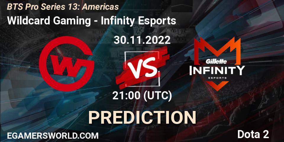 Wildcard Gaming contre Infinity Esports : prédiction de match. 30.11.22. Dota 2, BTS Pro Series 13: Americas
