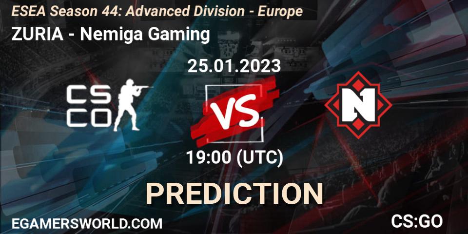 ZURIA contre Nemiga Gaming : prédiction de match. 05.02.23. CS2 (CS:GO), ESEA Season 44: Advanced Division - Europe