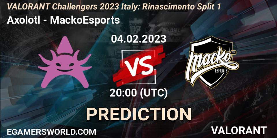 Axolotl contre MackoEsports : prédiction de match. 04.02.23. VALORANT, VALORANT Challengers 2023 Italy: Rinascimento Split 1