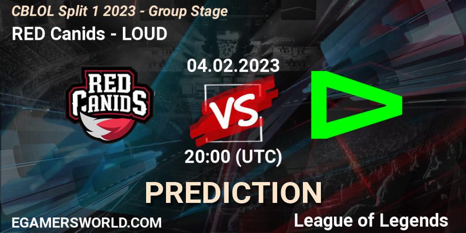 RED Canids contre LOUD : prédiction de match. 04.02.23. LoL, CBLOL Split 1 2023 - Group Stage