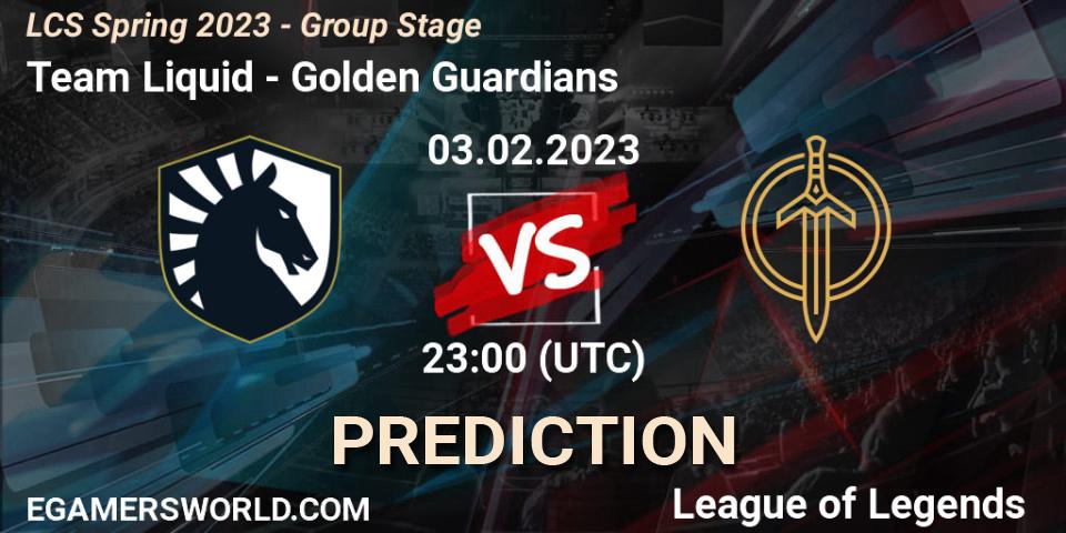 Team Liquid contre Golden Guardians : prédiction de match. 04.02.23. LoL, LCS Spring 2023 - Group Stage