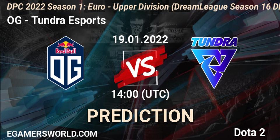 OG contre Tundra Esports : prédiction de match. 19.01.22. Dota 2, DPC 2022 Season 1: Euro - Upper Division (DreamLeague Season 16 DPC WEU)