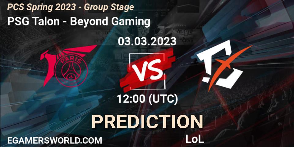 PSG Talon contre Beyond Gaming : prédiction de match. 05.02.23. LoL, PCS Spring 2023 - Group Stage