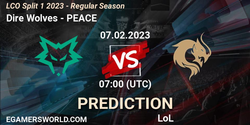 Dire Wolves contre PEACE : prédiction de match. 07.02.23. LoL, LCO Split 1 2023 - Regular Season