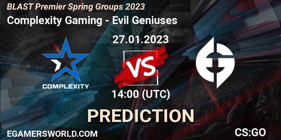 Complexity Gaming contre Evil Geniuses : prédiction de match. 27.01.23. CS2 (CS:GO), BLAST Premier Spring Groups 2023