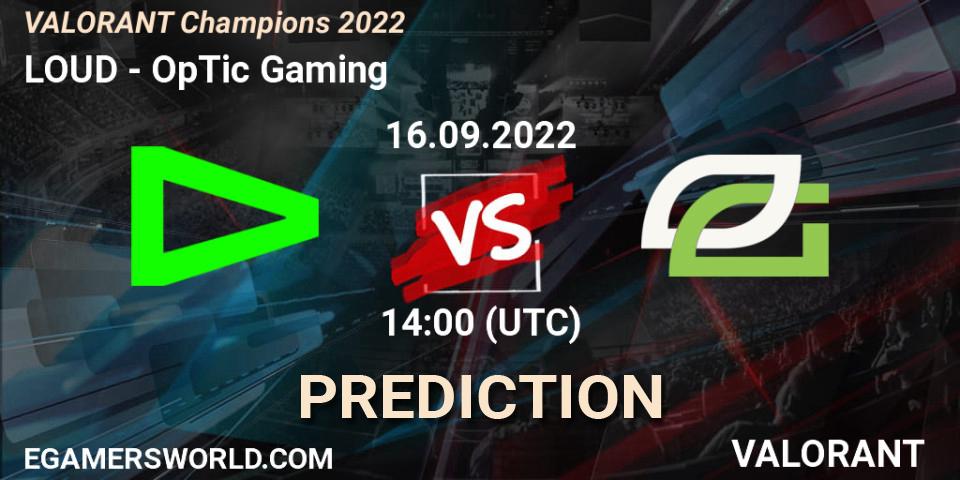 LOUD contre OpTic Gaming : prédiction de match. 16.09.22. VALORANT, VALORANT Champions 2022