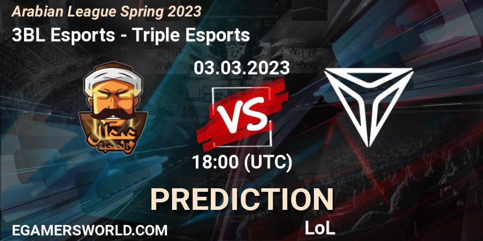 3BL Esports contre Triple Esports : prédiction de match. 10.02.23. LoL, Arabian League Spring 2023