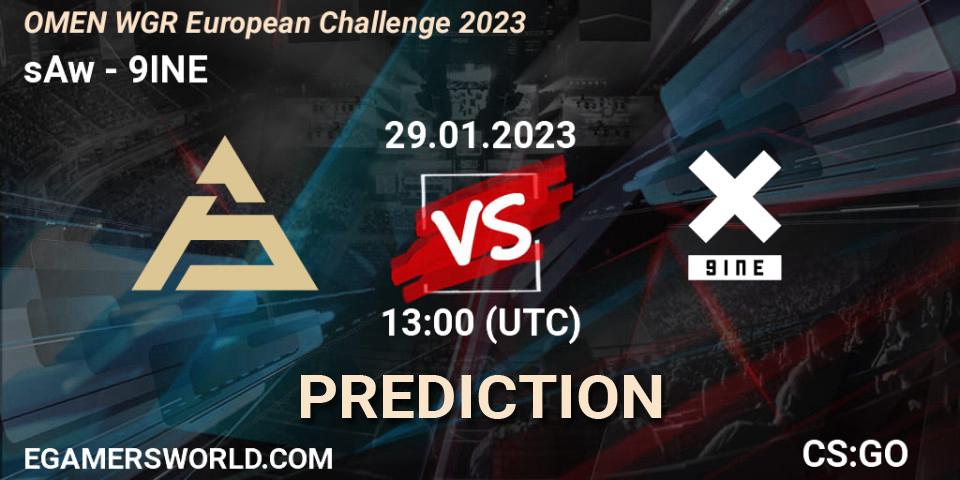 sAw contre 9INE : prédiction de match. 29.01.23. CS2 (CS:GO), OMEN WGR European Challenge 2023