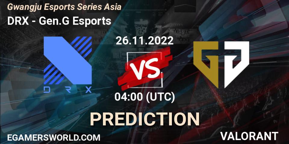 DRX contre Gen.G Esports : prédiction de match. 26.11.22. VALORANT, Gwangju Esports Series Asia