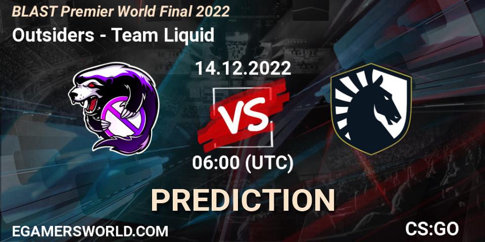 Outsiders contre Team Liquid : prédiction de match. 14.12.22. CS2 (CS:GO), BLAST Premier World Final 2022