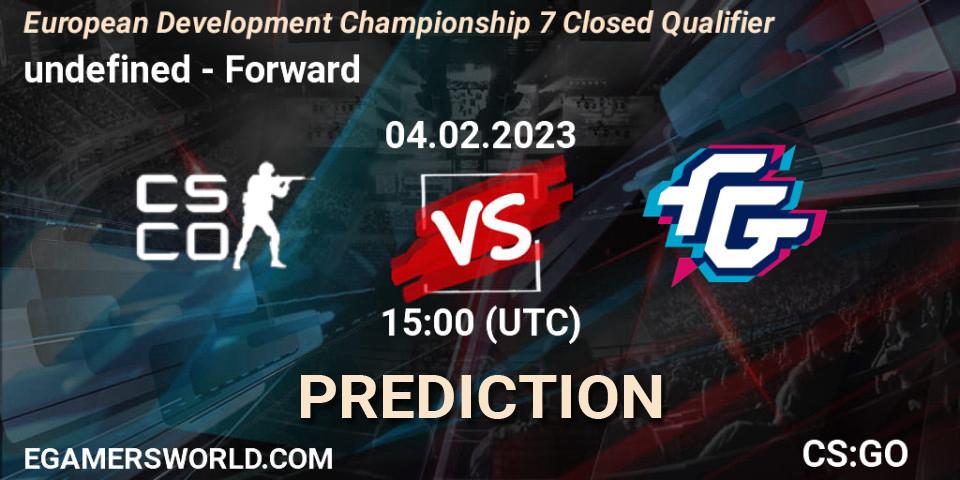 undefined contre Forward : prédiction de match. 04.02.23. CS2 (CS:GO), European Development Championship 7 Closed Qualifier