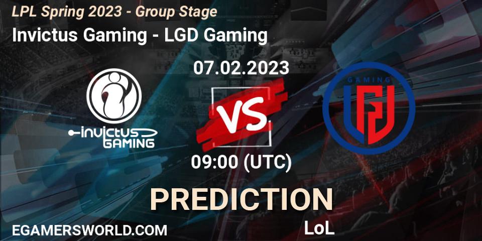 Invictus Gaming contre LGD Gaming : prédiction de match. 07.02.23. LoL, LPL Spring 2023 - Group Stage