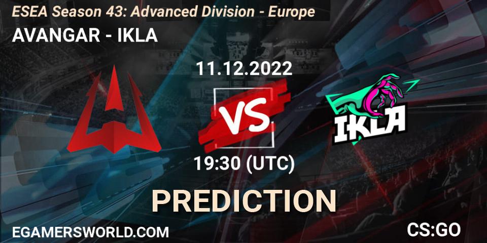 AVANGAR contre IKLA : prédiction de match. 11.12.22. CS2 (CS:GO), ESEA Season 43: Advanced Division - Europe