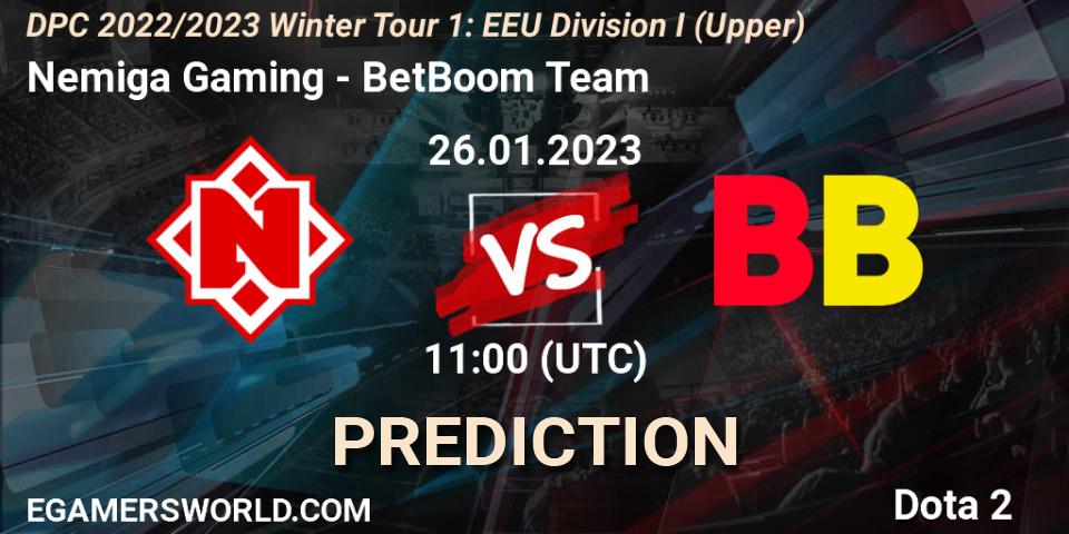 Nemiga Gaming contre BetBoom Team : prédiction de match. 26.01.23. Dota 2, DPC 2022/2023 Winter Tour 1: EEU Division I (Upper)