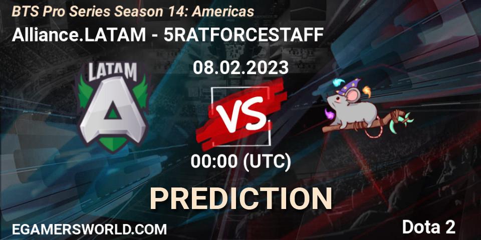 Alliance.LATAM contre 5RATFORCESTAFF : prédiction de match. 08.02.23. Dota 2, BTS Pro Series Season 14: Americas